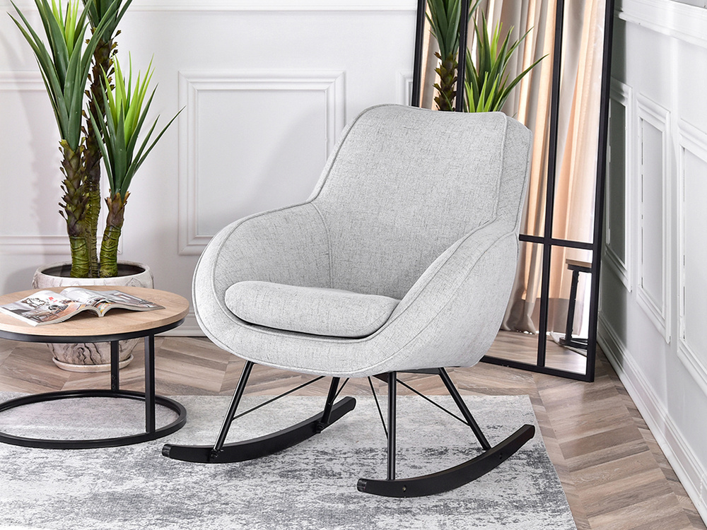 Moderne lænestol med grå, sorte ben COCO