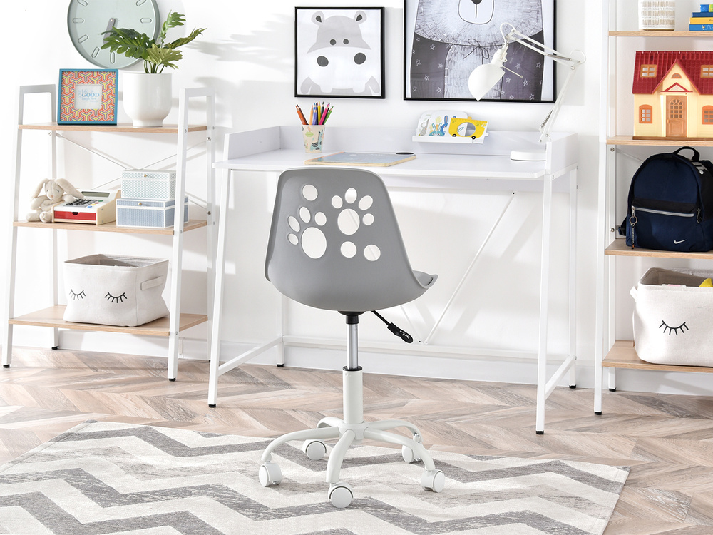 Kontorlænestol grå med hvide ben FOOT