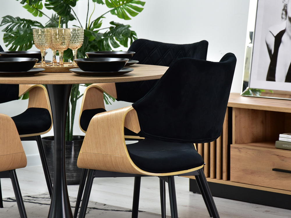 Velourstol sorte ben sort/eg RENZO