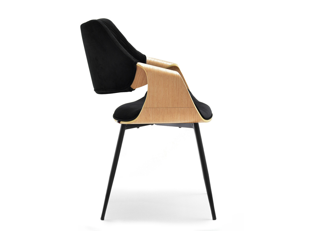 Velourstol sorte ben sort/eg RENZO