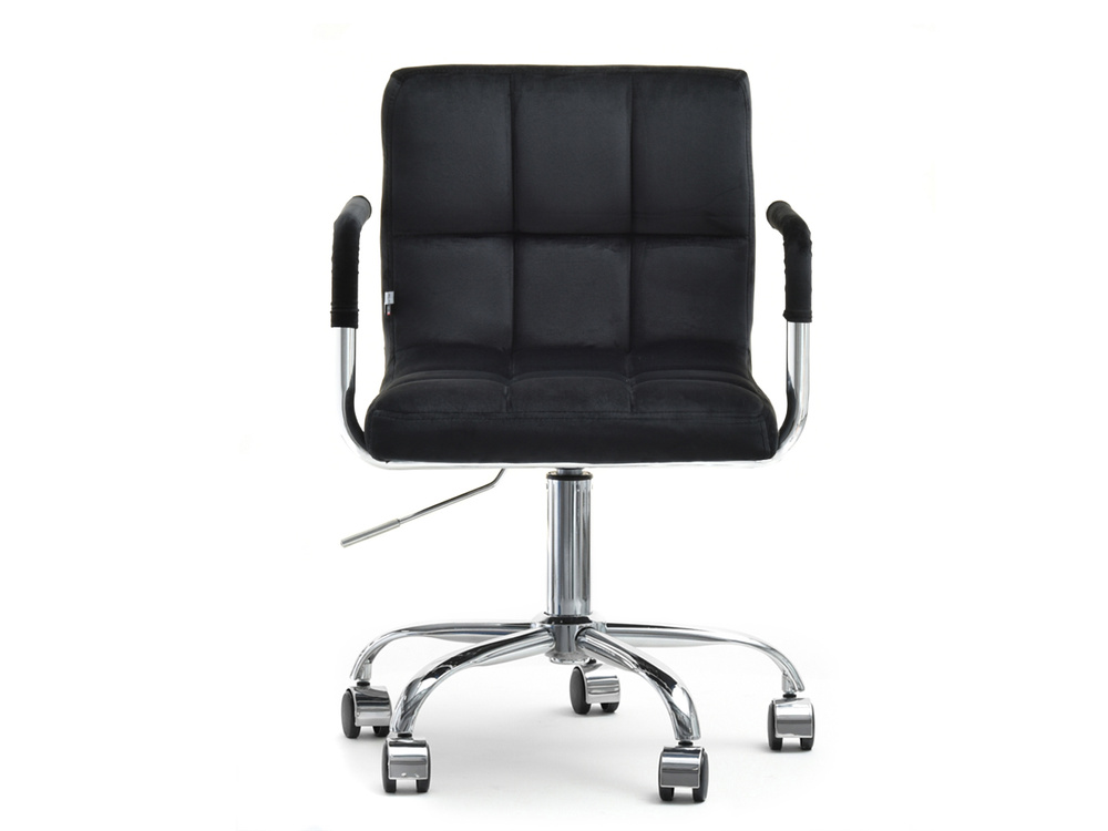 Velourlænestol sort/krom ben ELIS