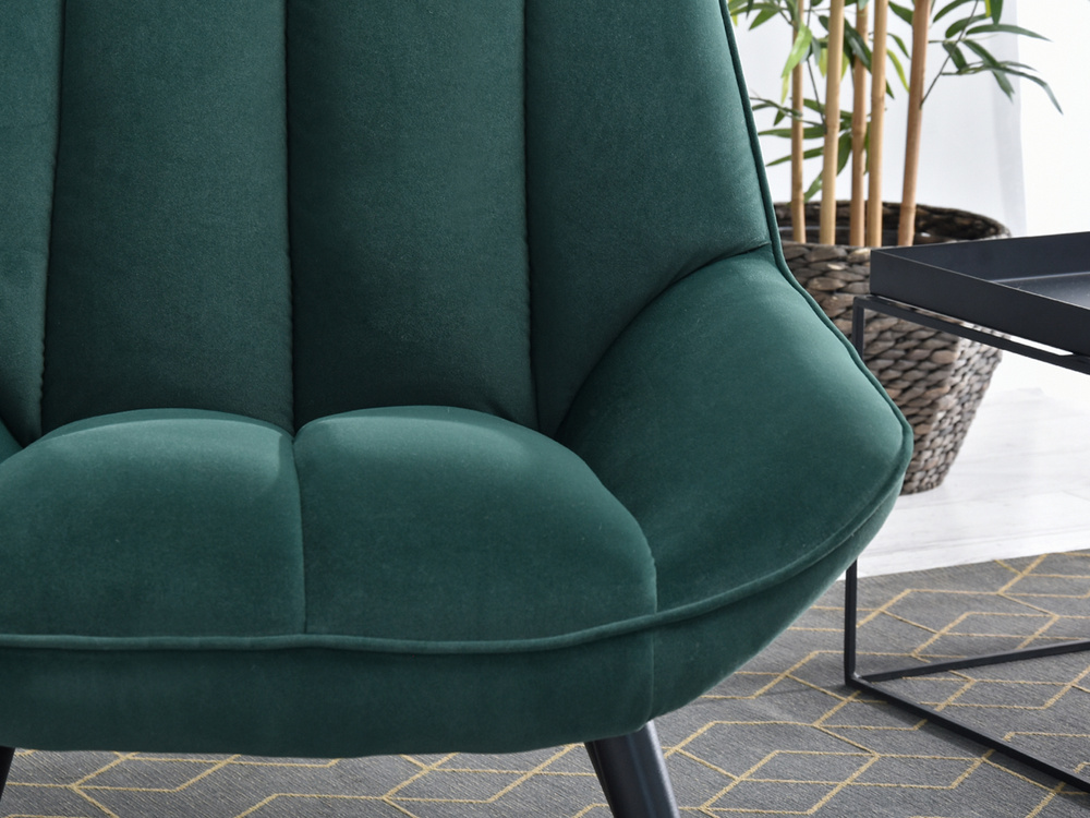Velourlænestol med grønne, sorte ben ZOTI