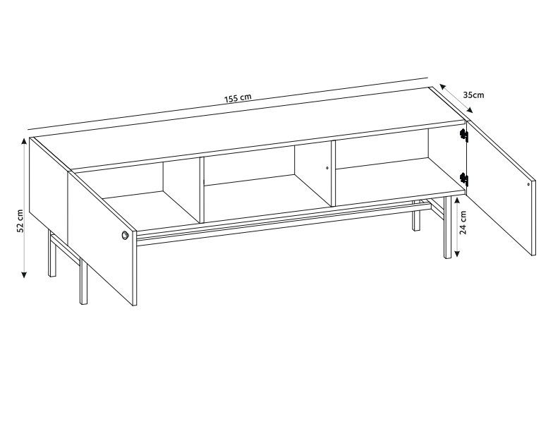 Sort TV bænk 155 cm SPELLO