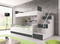 Køjeseng til børn med trappe hvid/grå højre EDEN 2