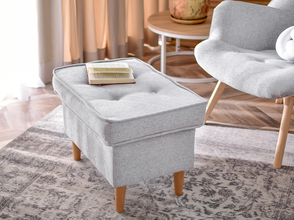 Skandinavisk lænestol lysegrå ben i bøg FLORI