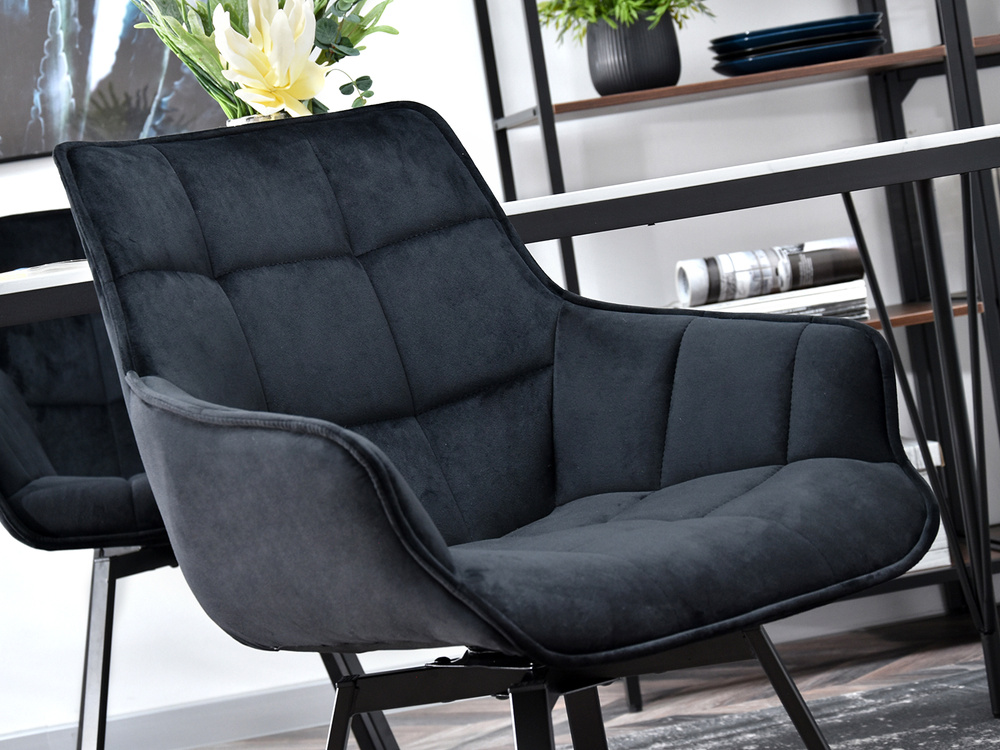 Velourstol, sort sæde, sorte ben ARUBA