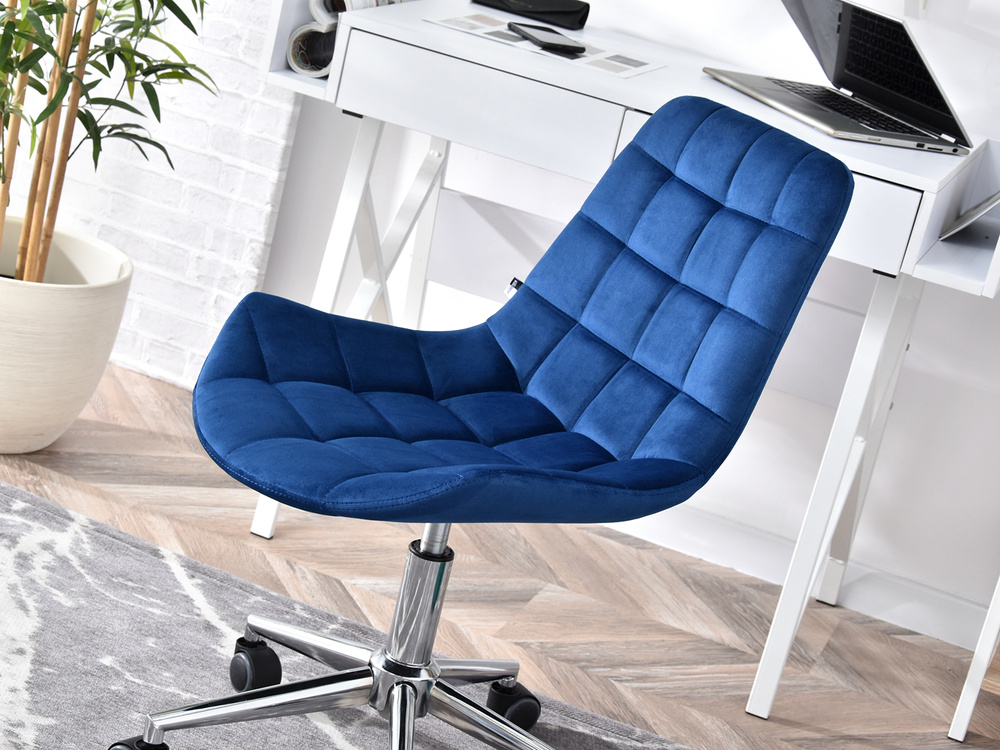 Velour-lænestol marineblå kromben ELIOR