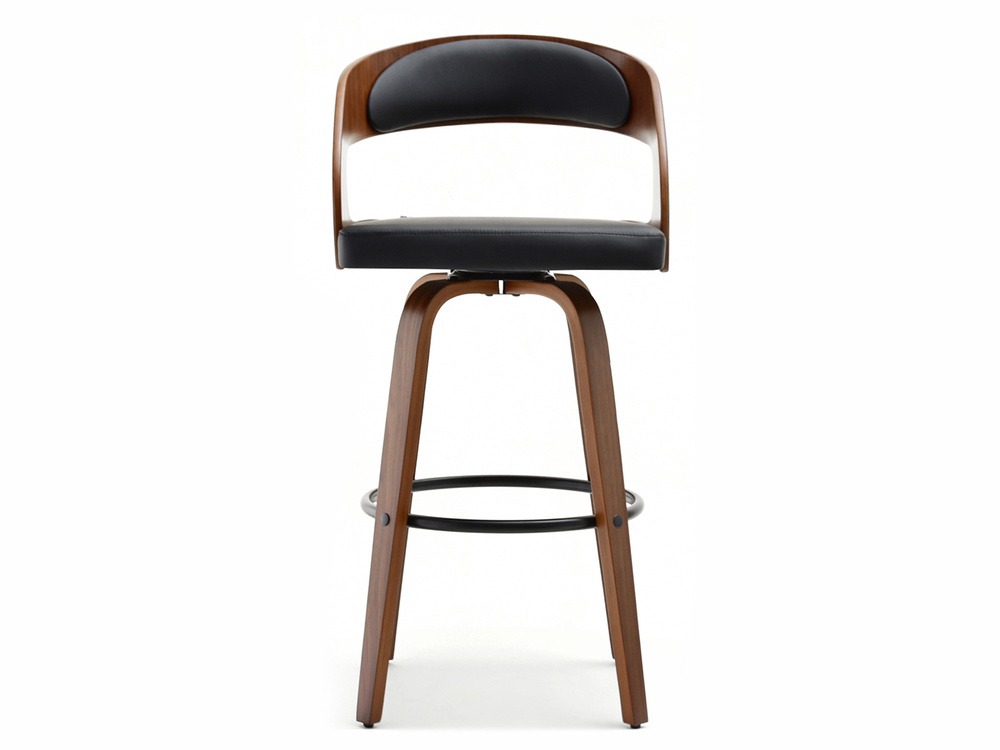 Hocker i valnød, sorte ben, sæde i valnød ROTTO