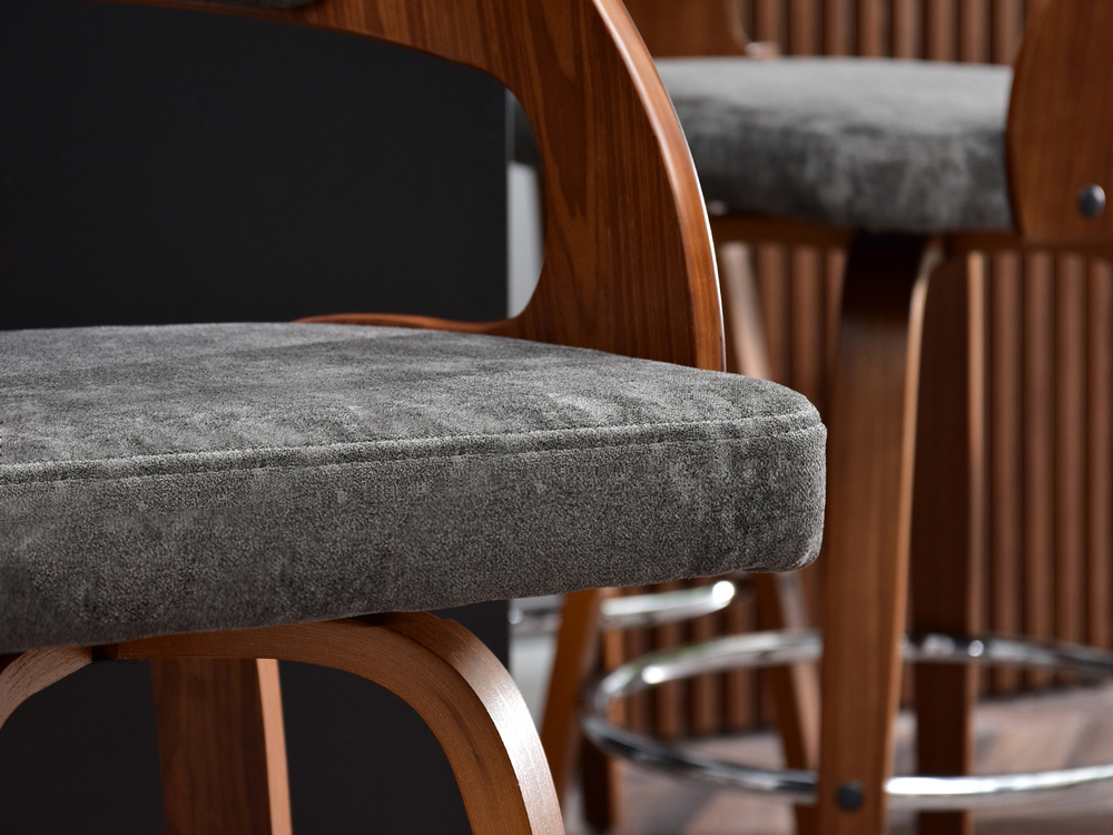 Hocker grå/valnød krom ben WELLA HOCKER