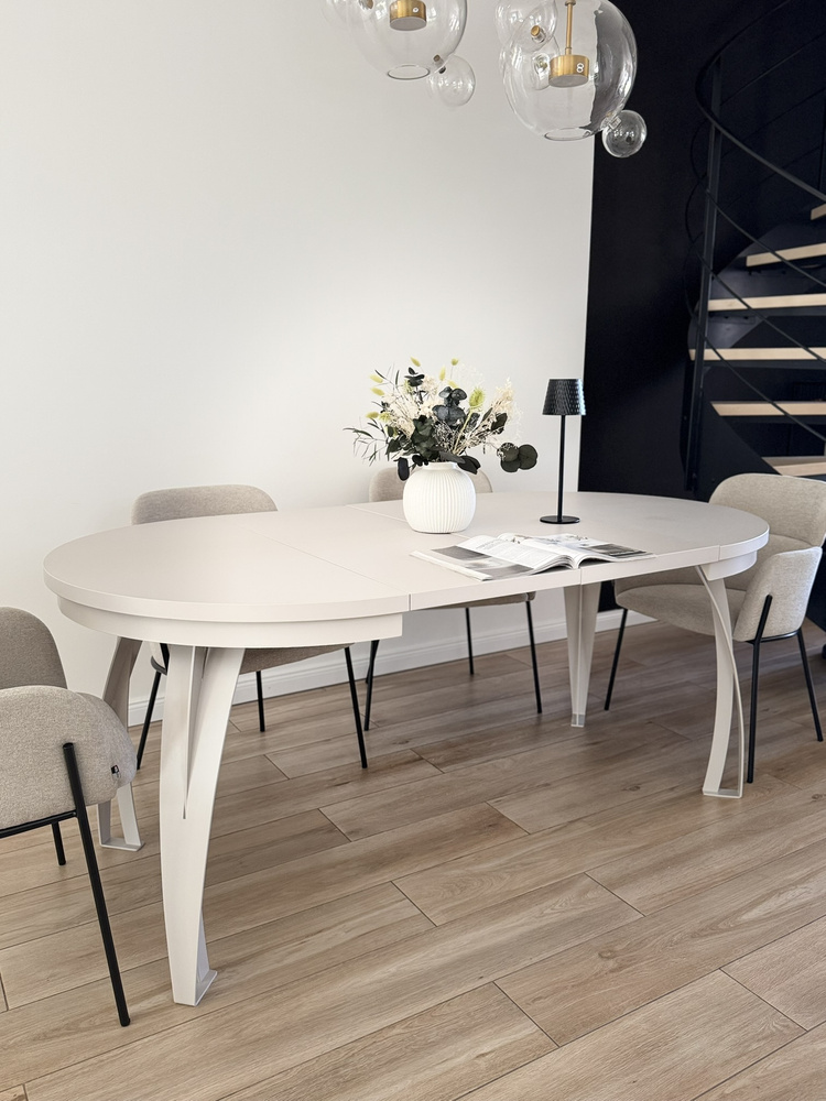 Rundt udtræksbord til spisestuen, 100-180 cm, kashmir BUENO