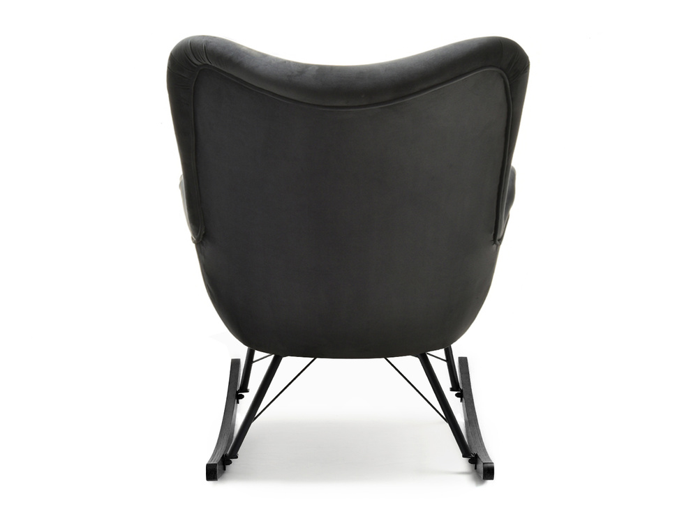 Velourlænestol grå sorte ben LAUREN