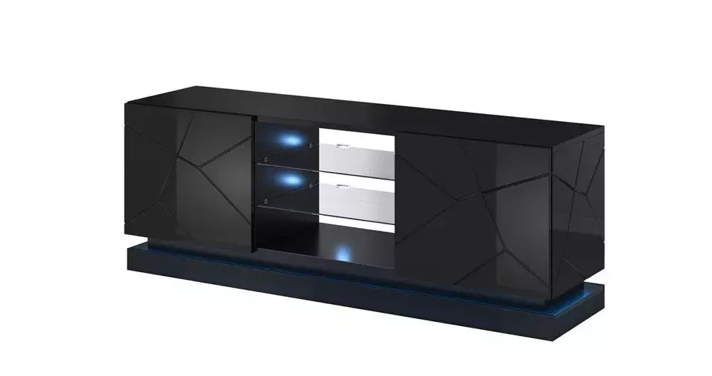 TV-bord med LED sort højglans 160 QIU