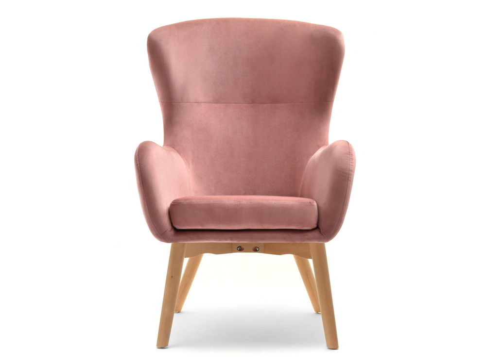 Lænestol i puddervelour med ben i bøg LETA