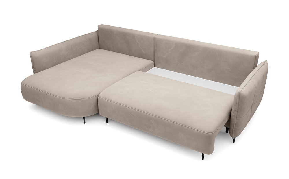 Beige hjørnesofa med sovefunktion venstre PALERMO