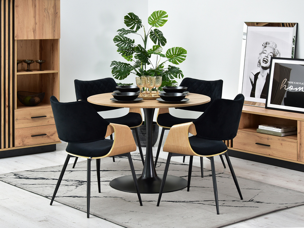 Velourstol sorte ben sort/eg RENZO