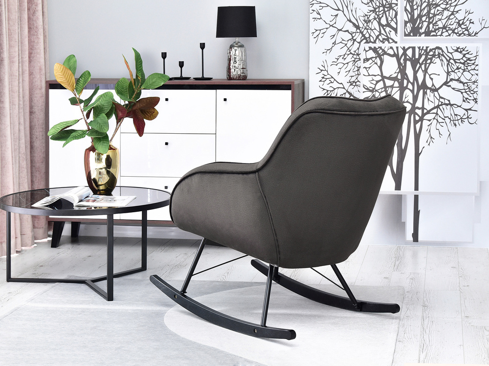Velourlænestol sort sorte ben COCO
