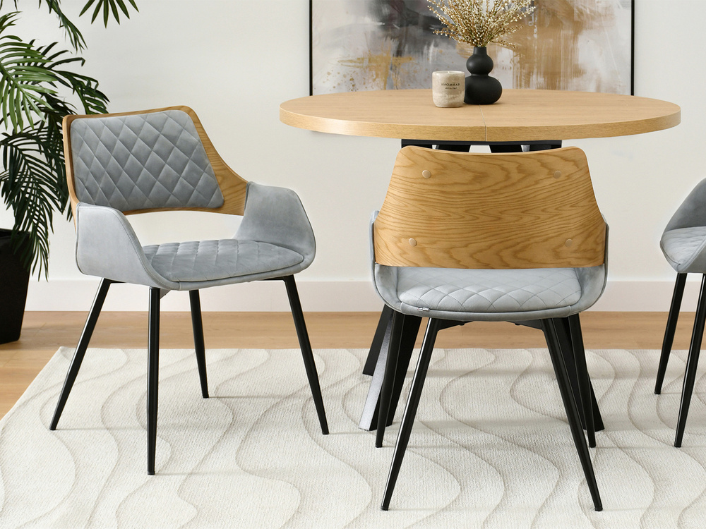 Velourstol grå/eg med sorte ben MORGAN