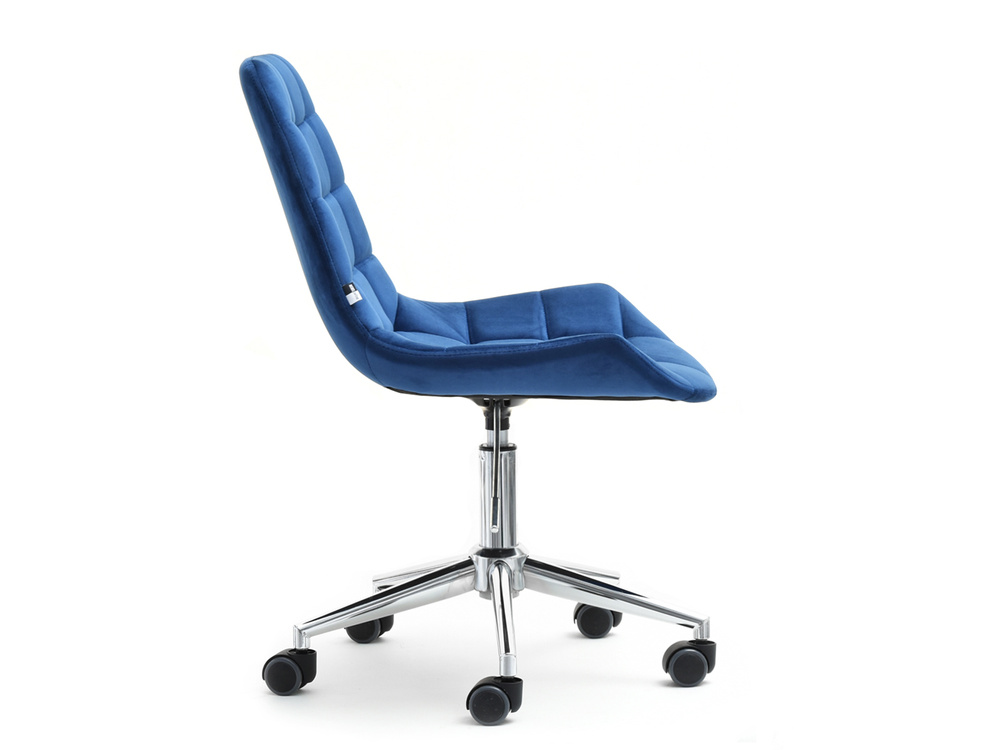 Velour-lænestol marineblå kromben ELIOR