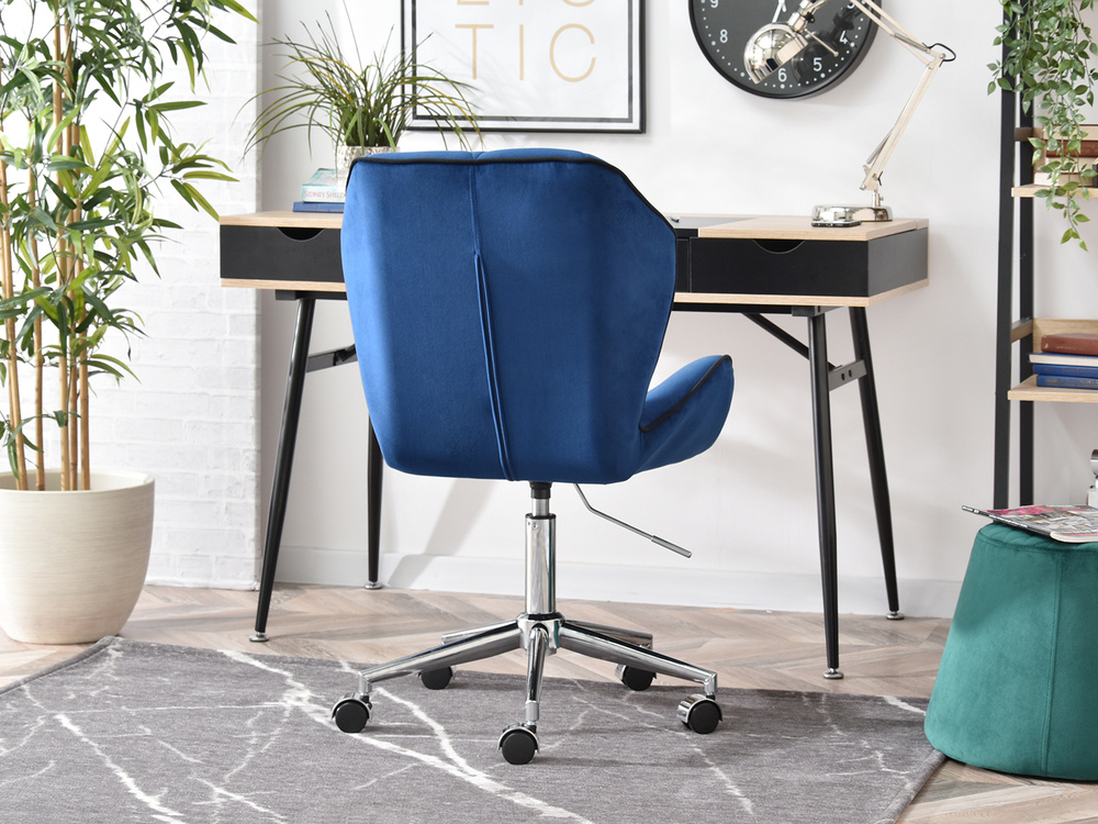 Velour lænestol marineblå krom ben VELO-MOVE