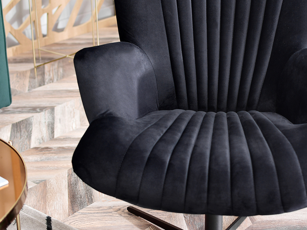 Velourlænestol sort med sorte ben ESLA