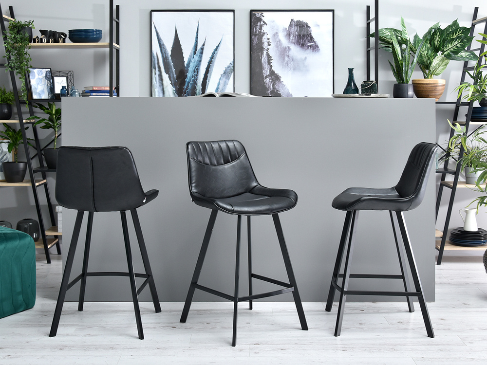 Hocker sort økologisk læder sort ben AZRA