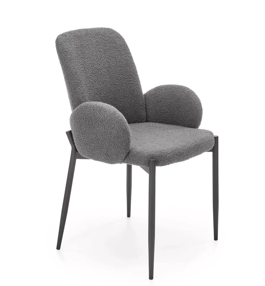 Grå spisestuestol med armlæn K477