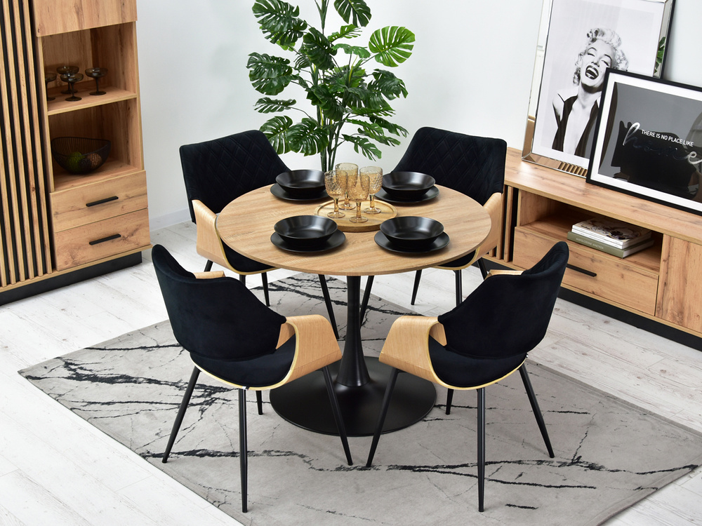 Velourstol sorte ben sort/eg RENZO