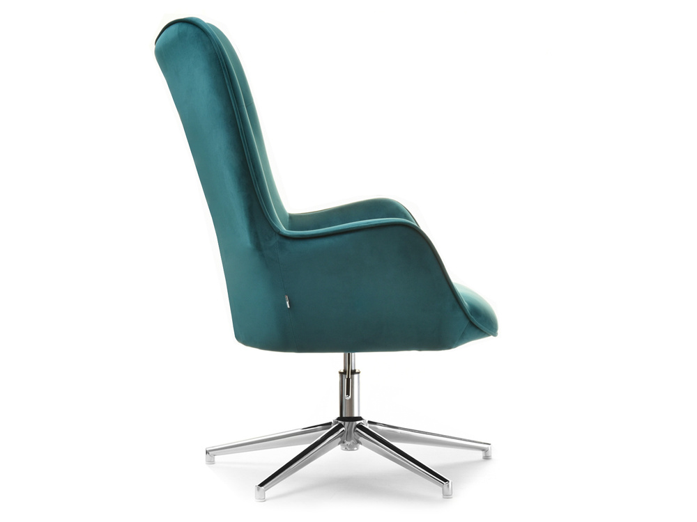 Lænestol i turkis velour med TRINI-ben i krom