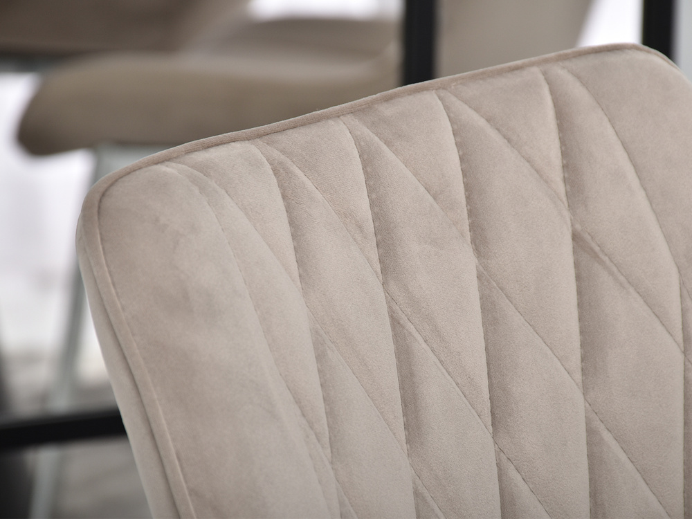 Velourstol beige krom ADEL-ben