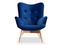 Velour-lænestol marineblå bøgeben FLORI